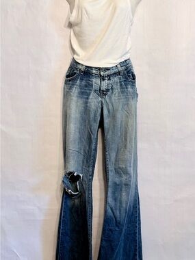 Buckle Light Blue Distressed Flare Jeans - For the TALL
